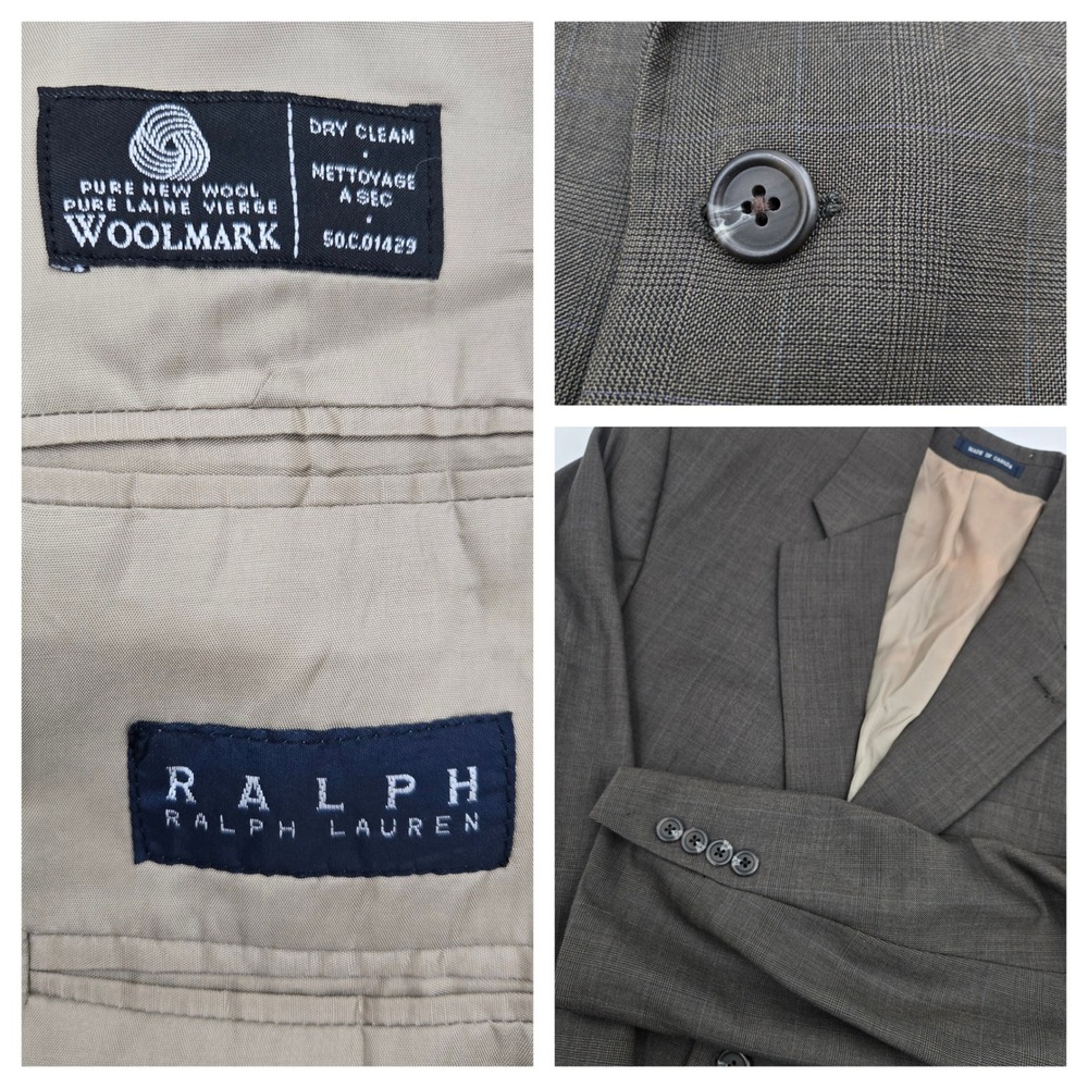 Ralph Lauren Men's Wool Glen Plaid Blazer Jacket Gray Green Blue‎ Size 42R